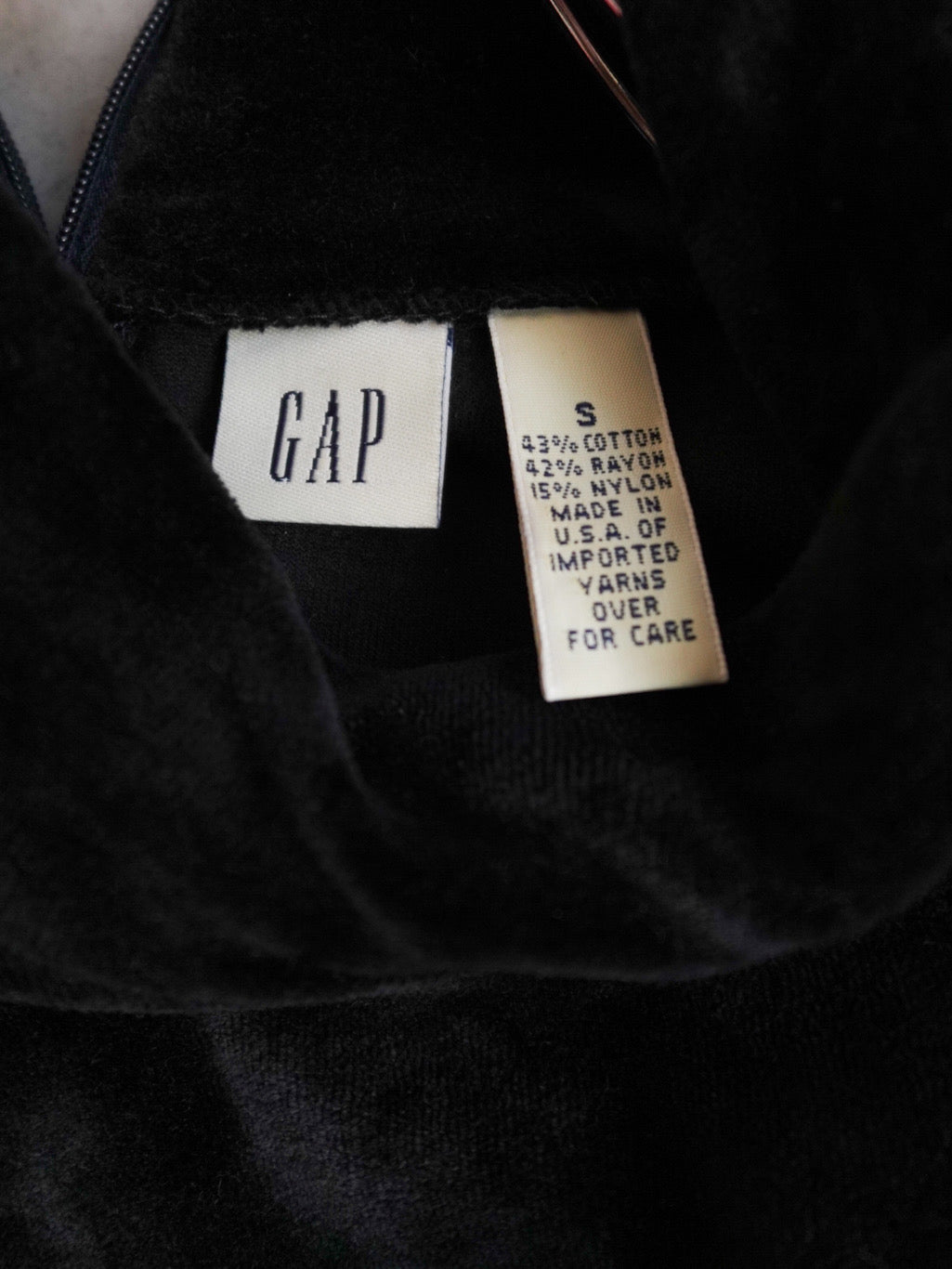 90s "GAP" Half sleeve Velours Tops - Black