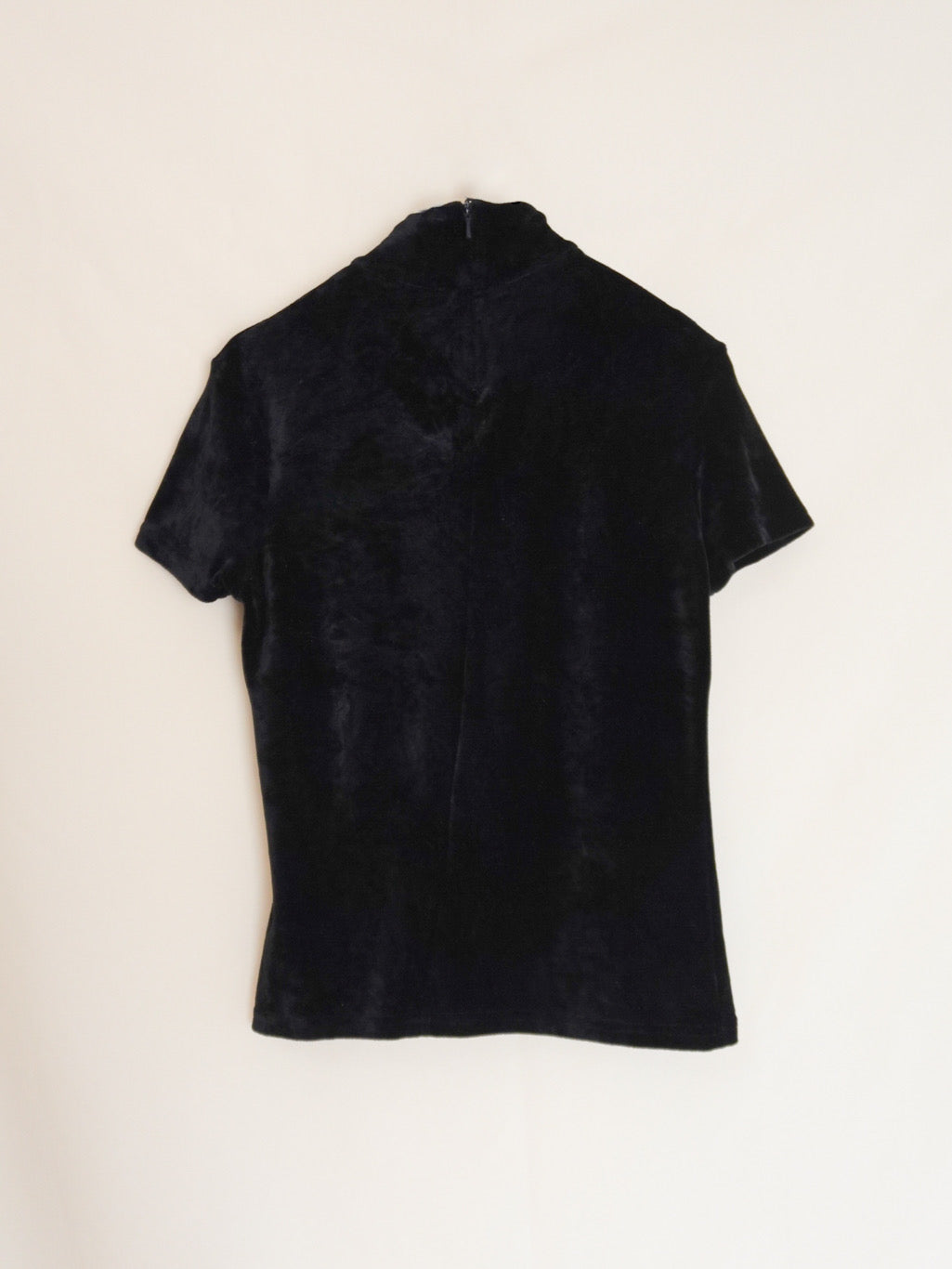90s "GAP" Half sleeve Velours Tops - Black