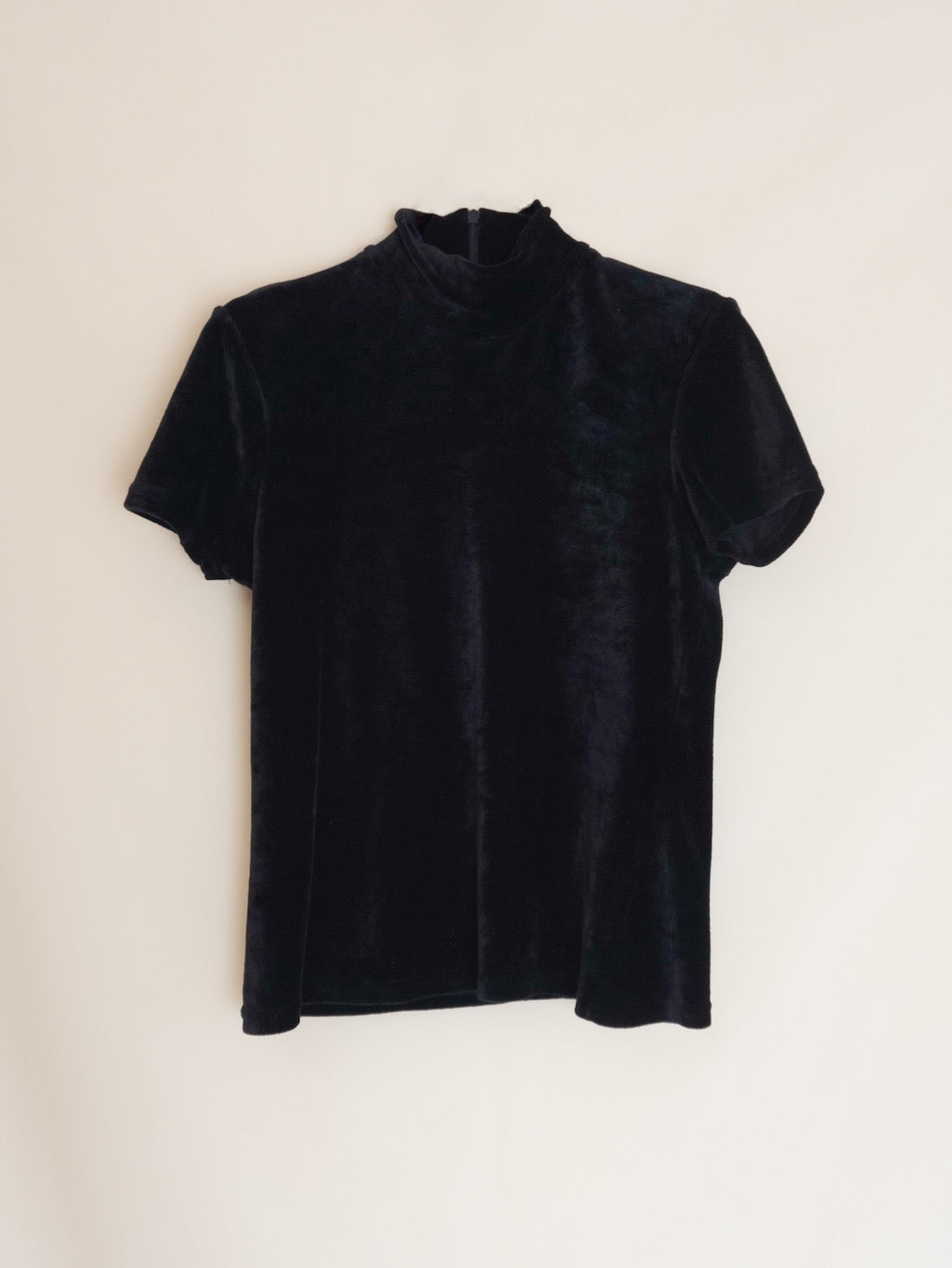 90s "GAP" Half sleeve Velours Tops - Black