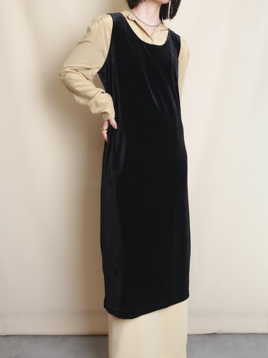 90s Velours Sleeveless Onepiece