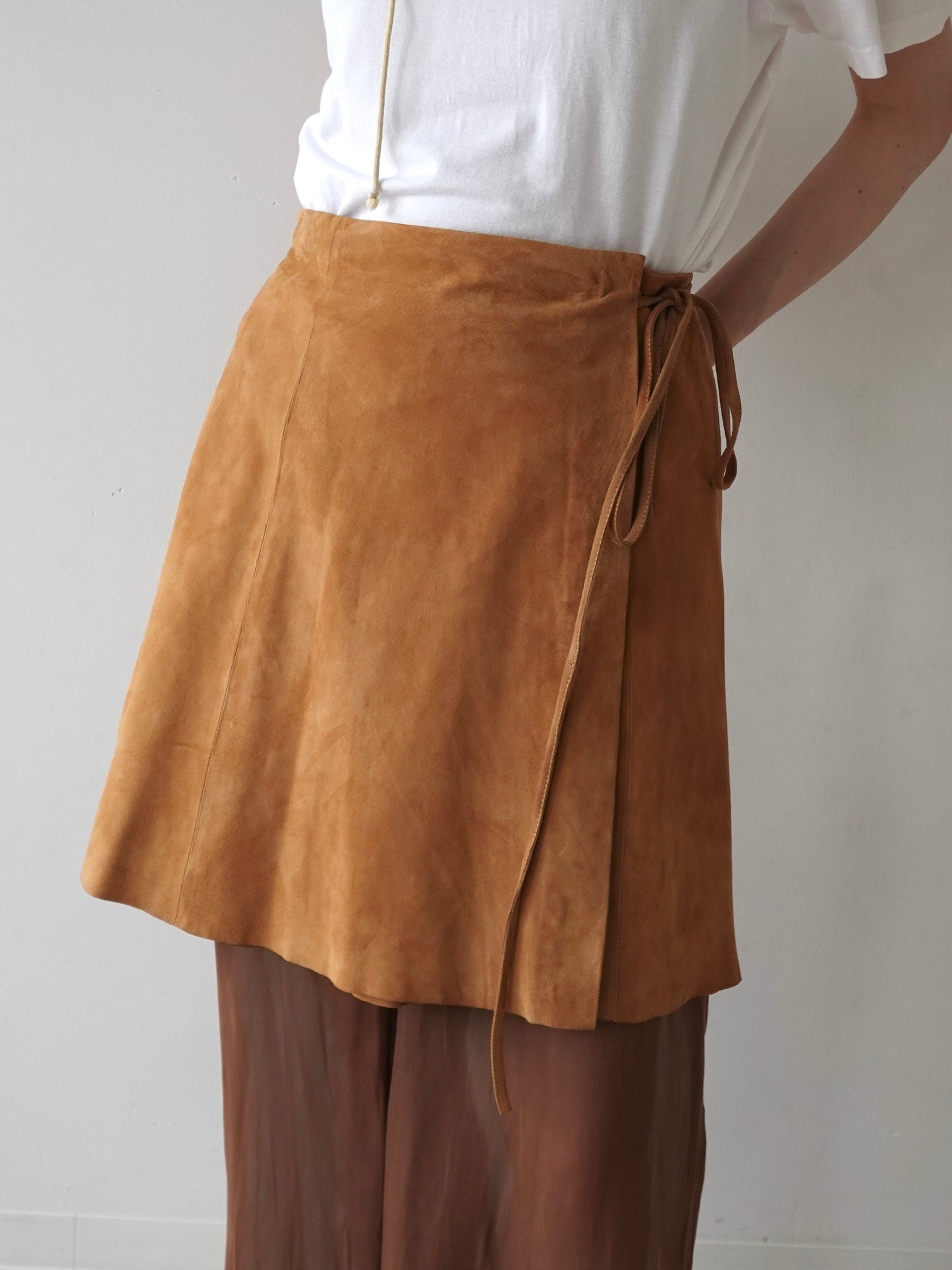 Italy “conbipel” Suede Wrap Skirt