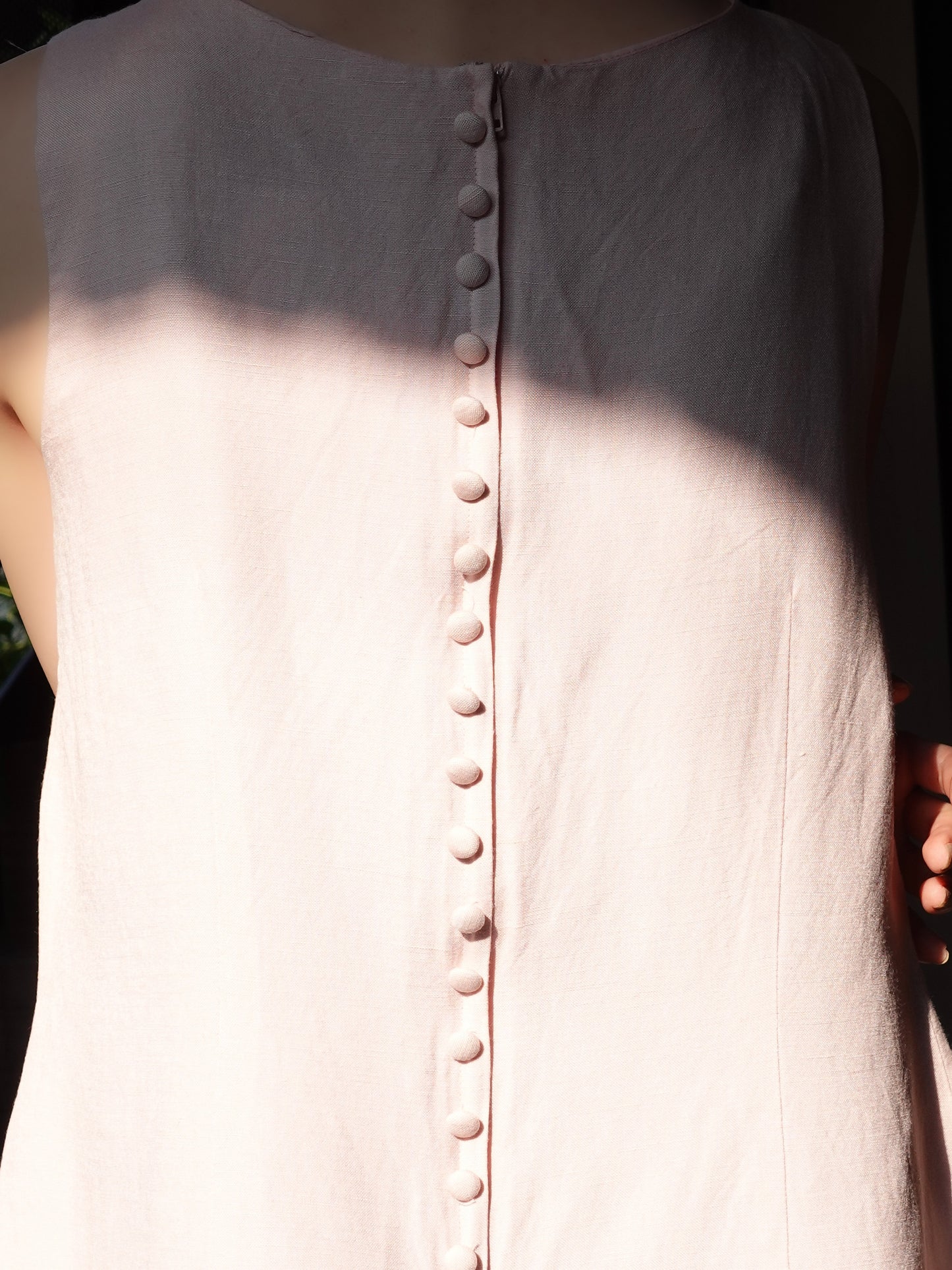 Back Button Sheer Hem Onepiece
