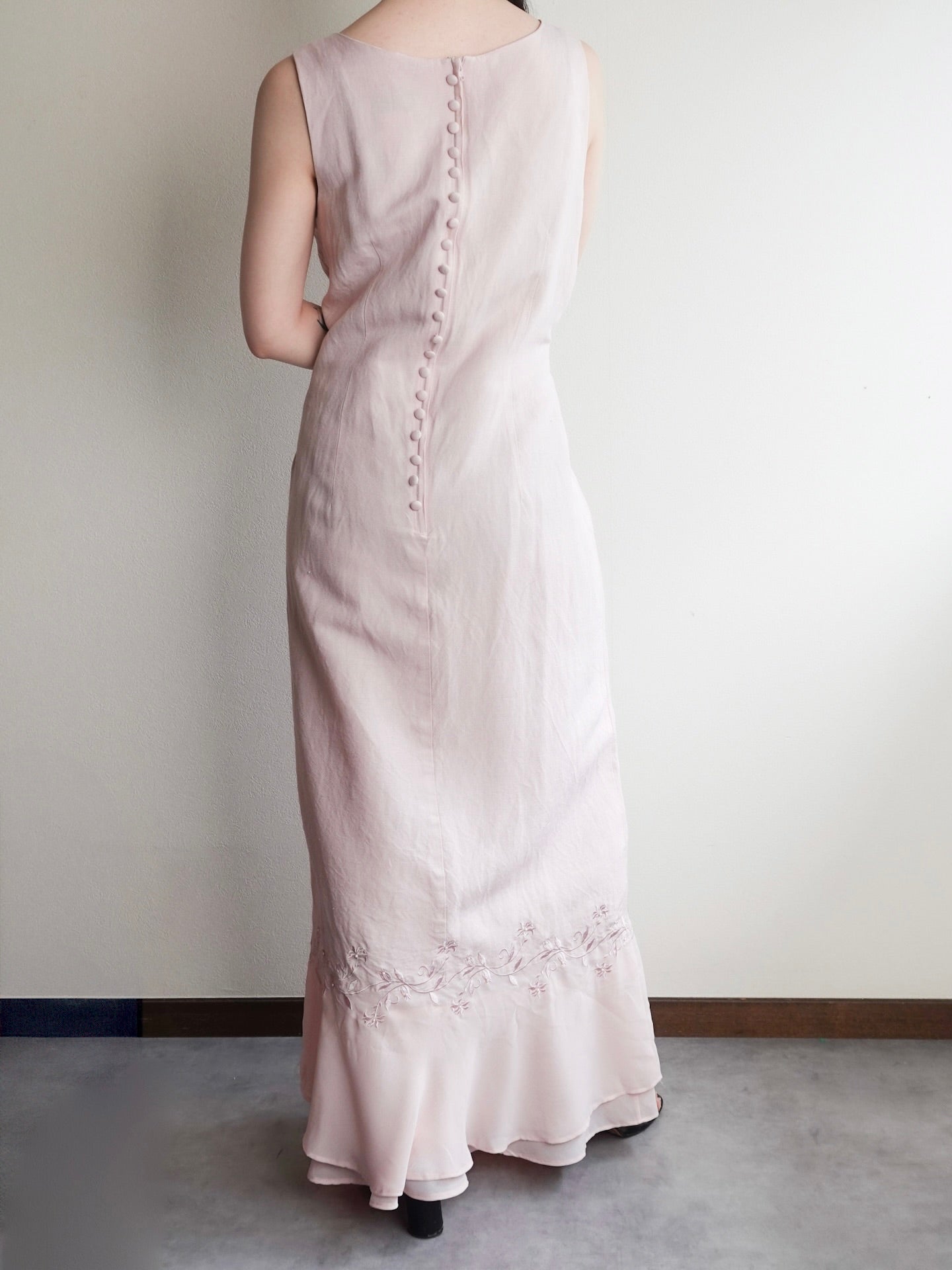 Back Button Sheer Hem Onepiece