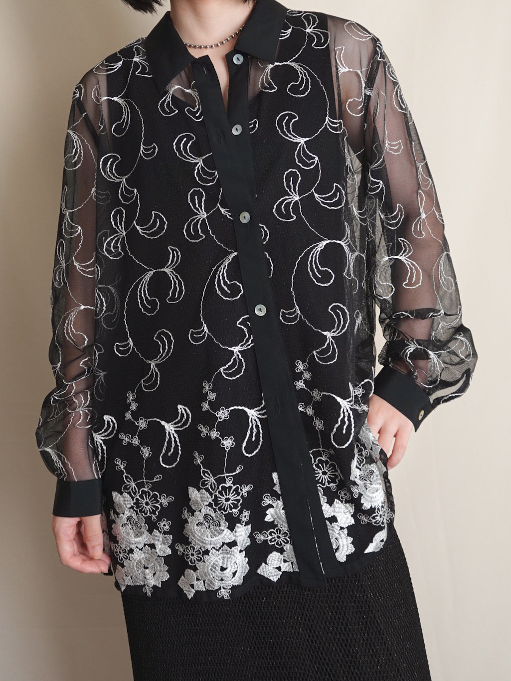 Sheer Embroidery Shirt