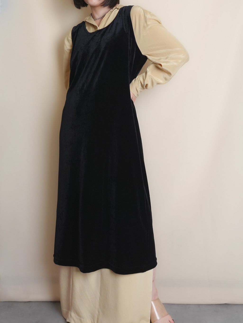 90s Velours Sleeveless Onepiece