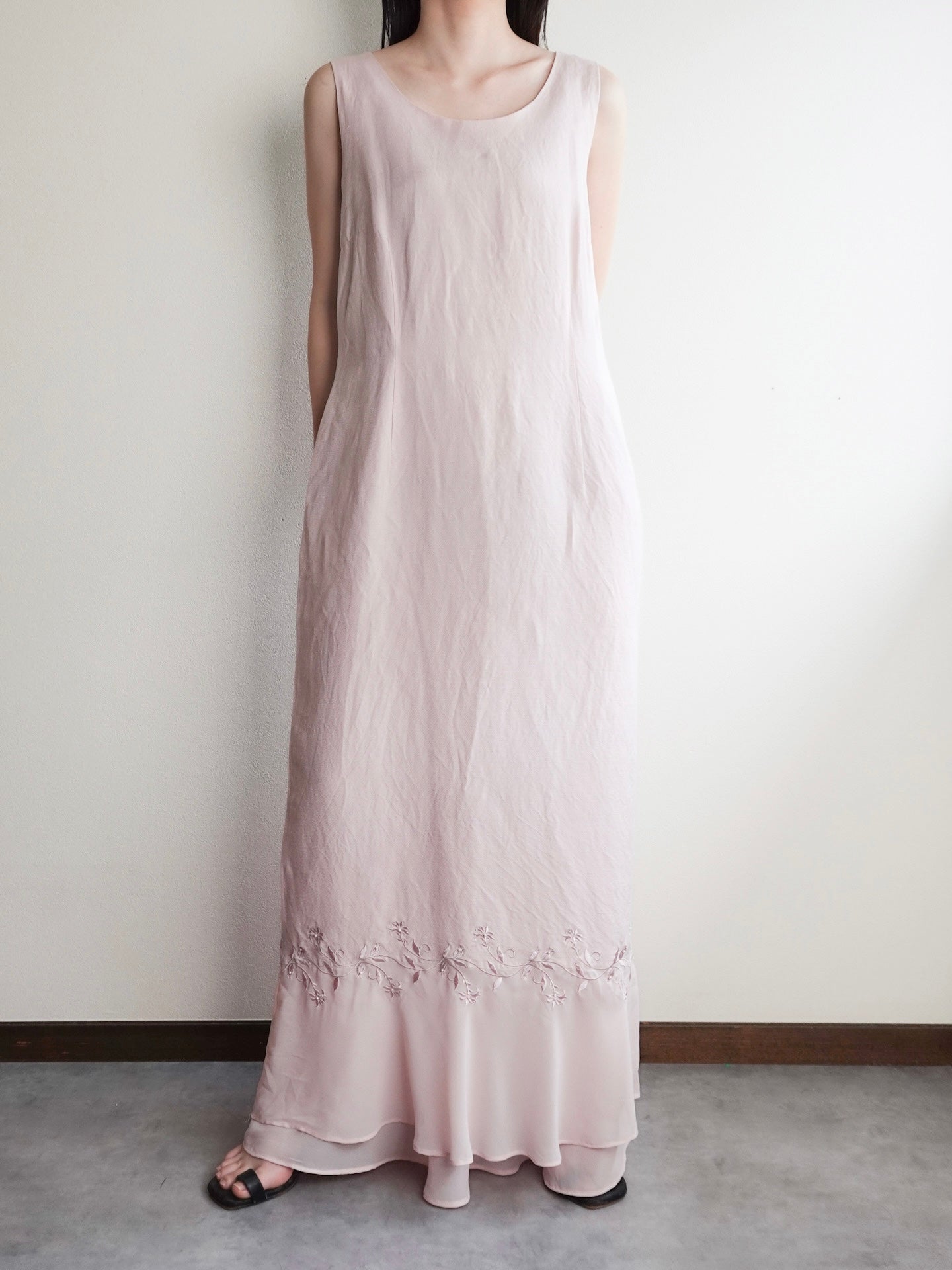 Back Button Sheer Hem Onepiece