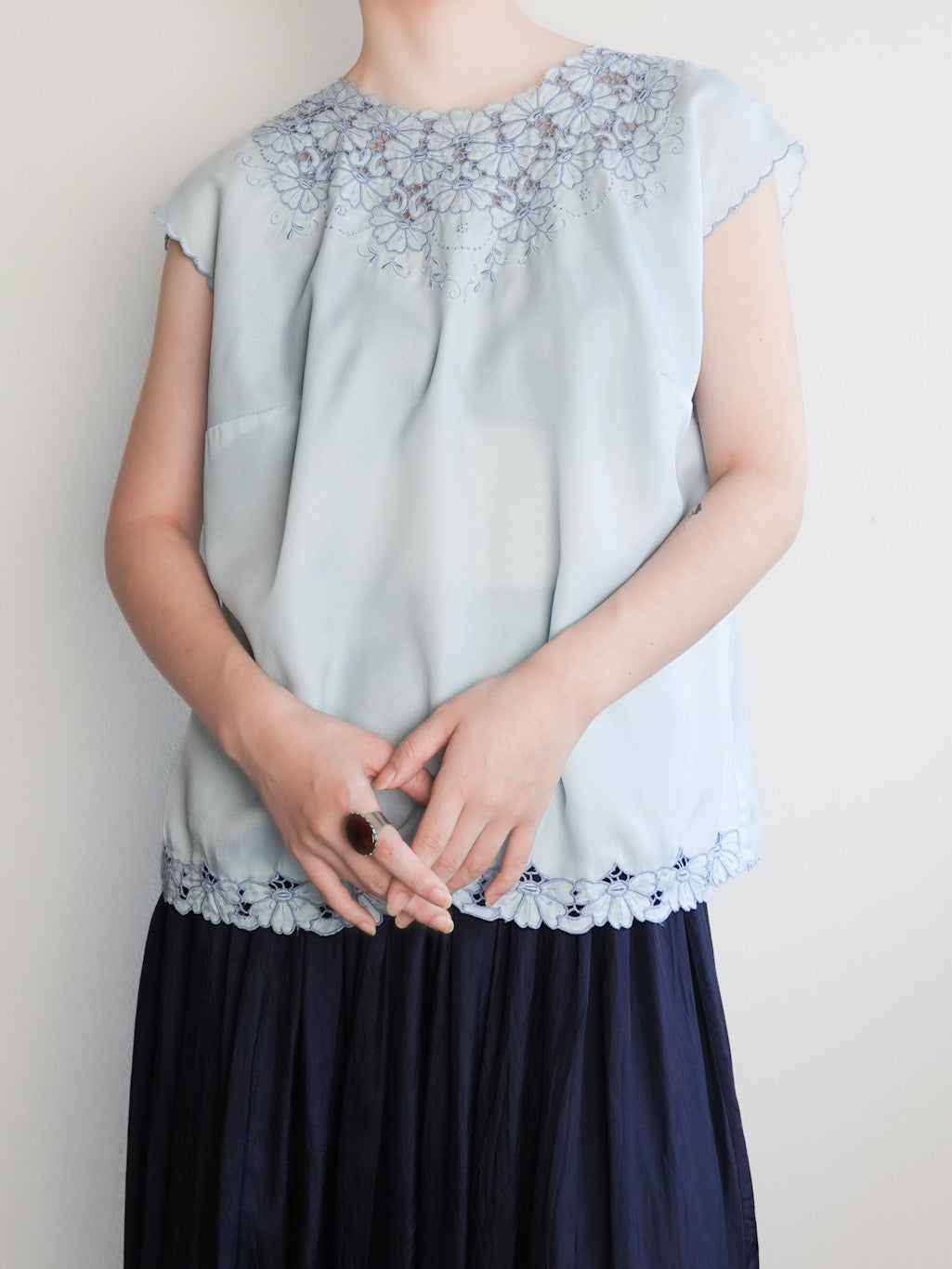 Flower embroidery Tops