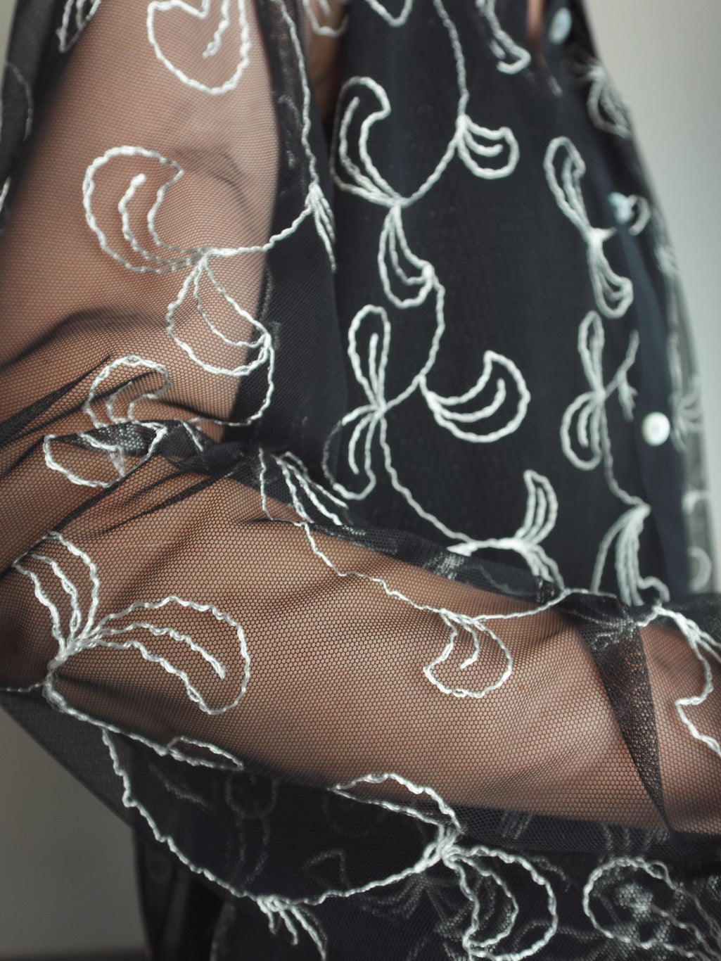 Sheer Embroidery Shirt
