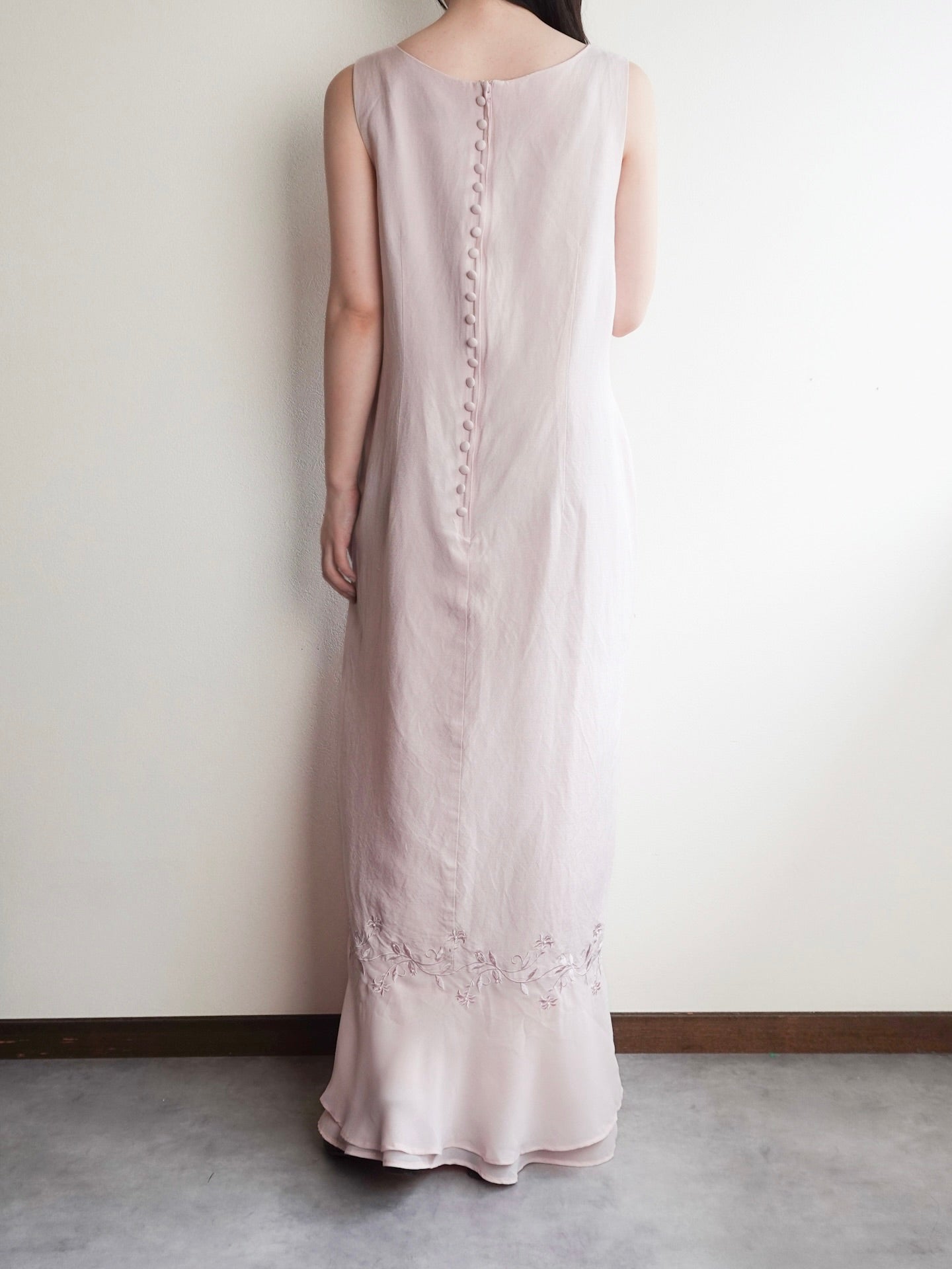 Back Button Sheer Hem Onepiece