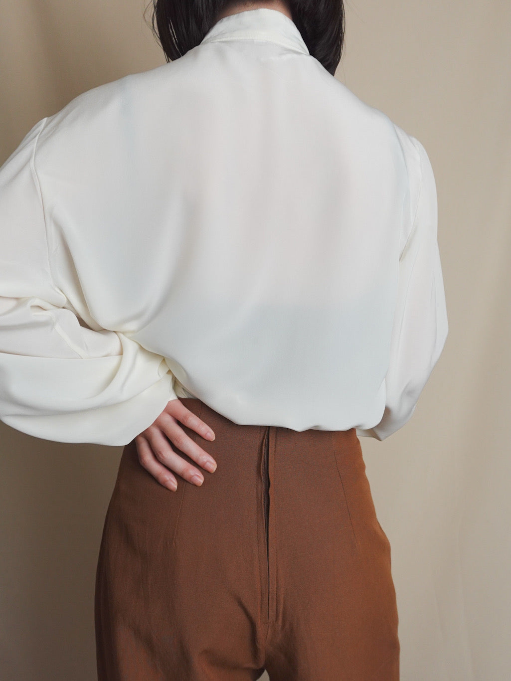 Stand collar Pleats Blouse