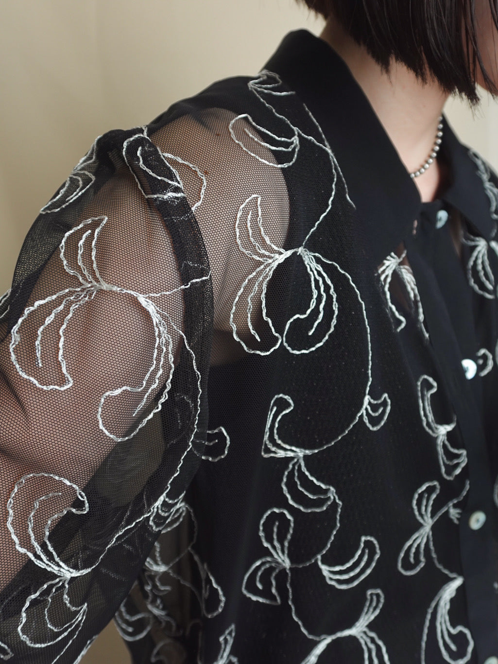 Sheer Embroidery Shirt