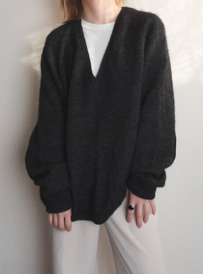 Elbow patch Vneck Knit