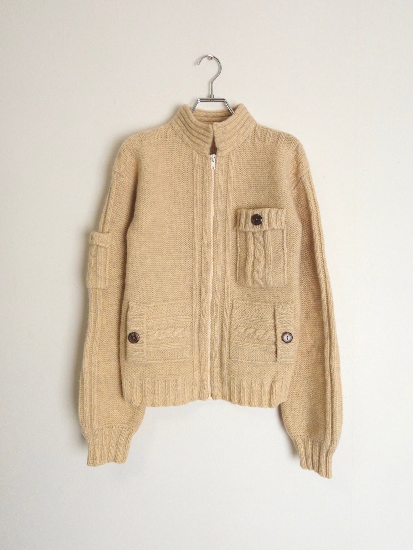 70s~ Cable Full zipup Knit