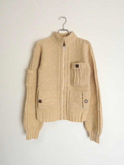 70s~ Cable Full zipup Knit