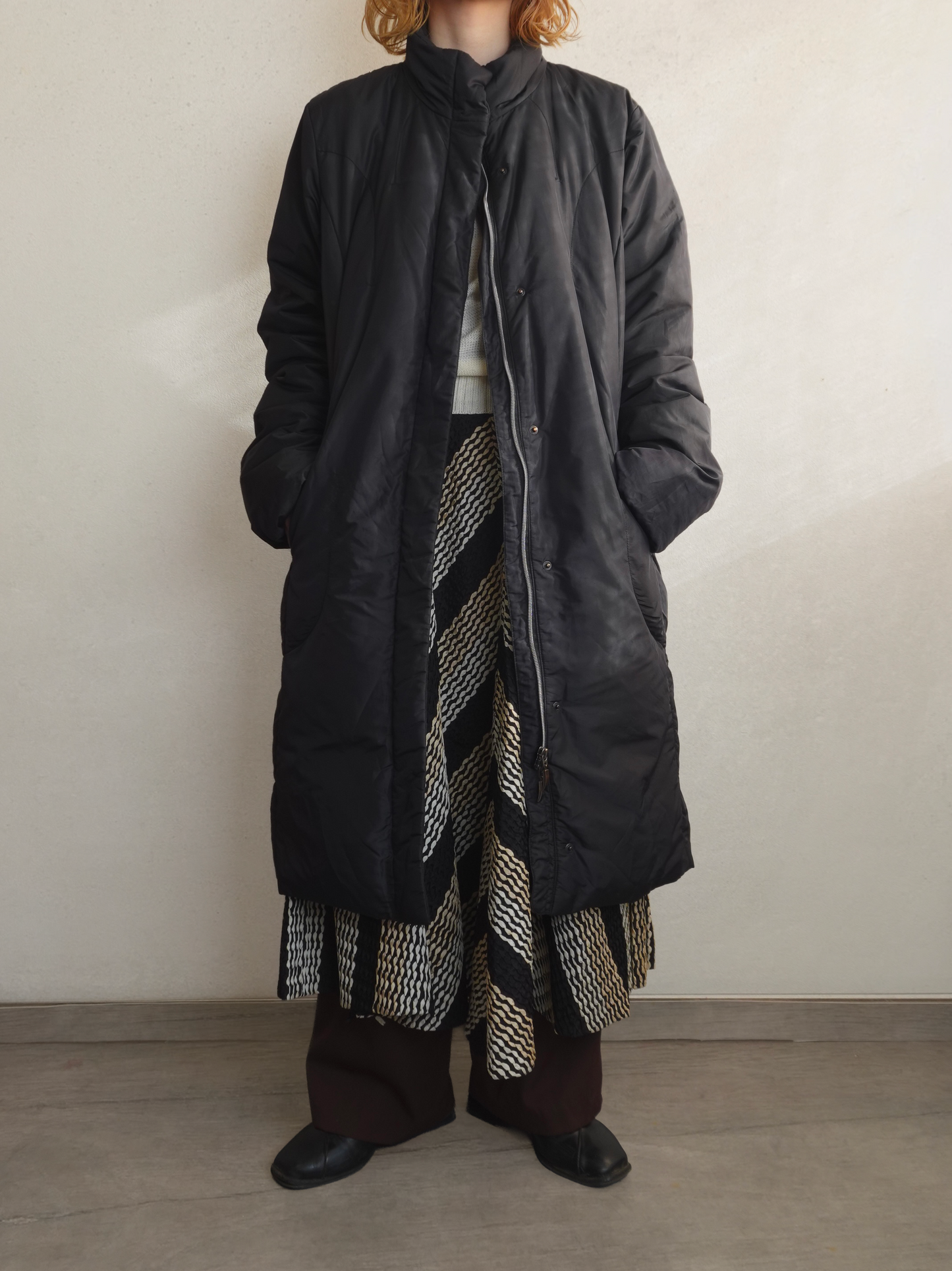 Padded Stand Collar Long Coat
