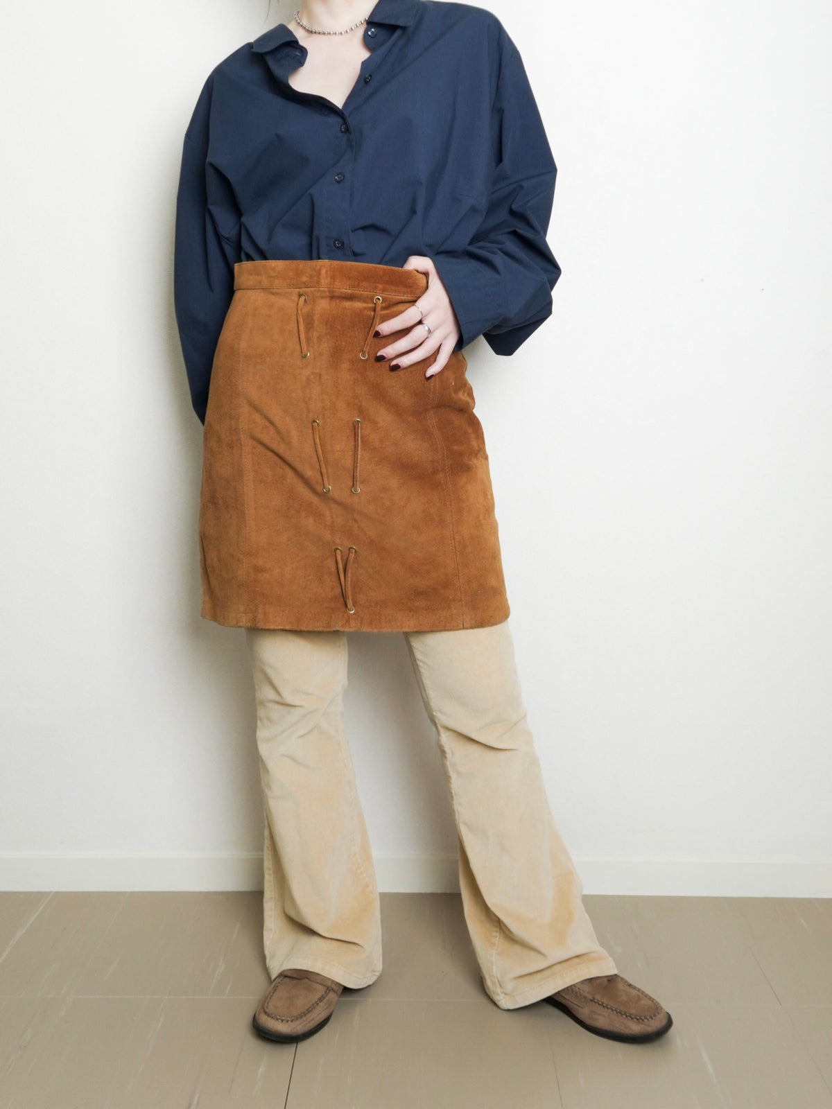 Suede Laceup Skirt