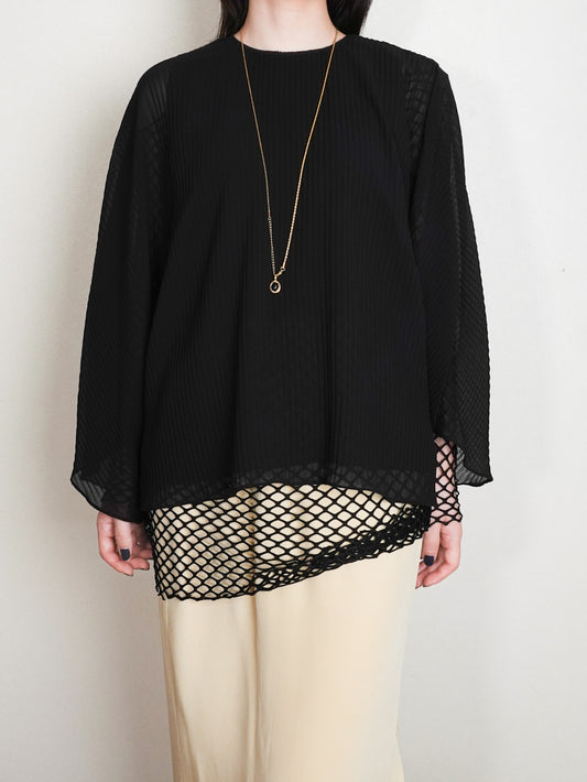 Pleats Sheer Blouse