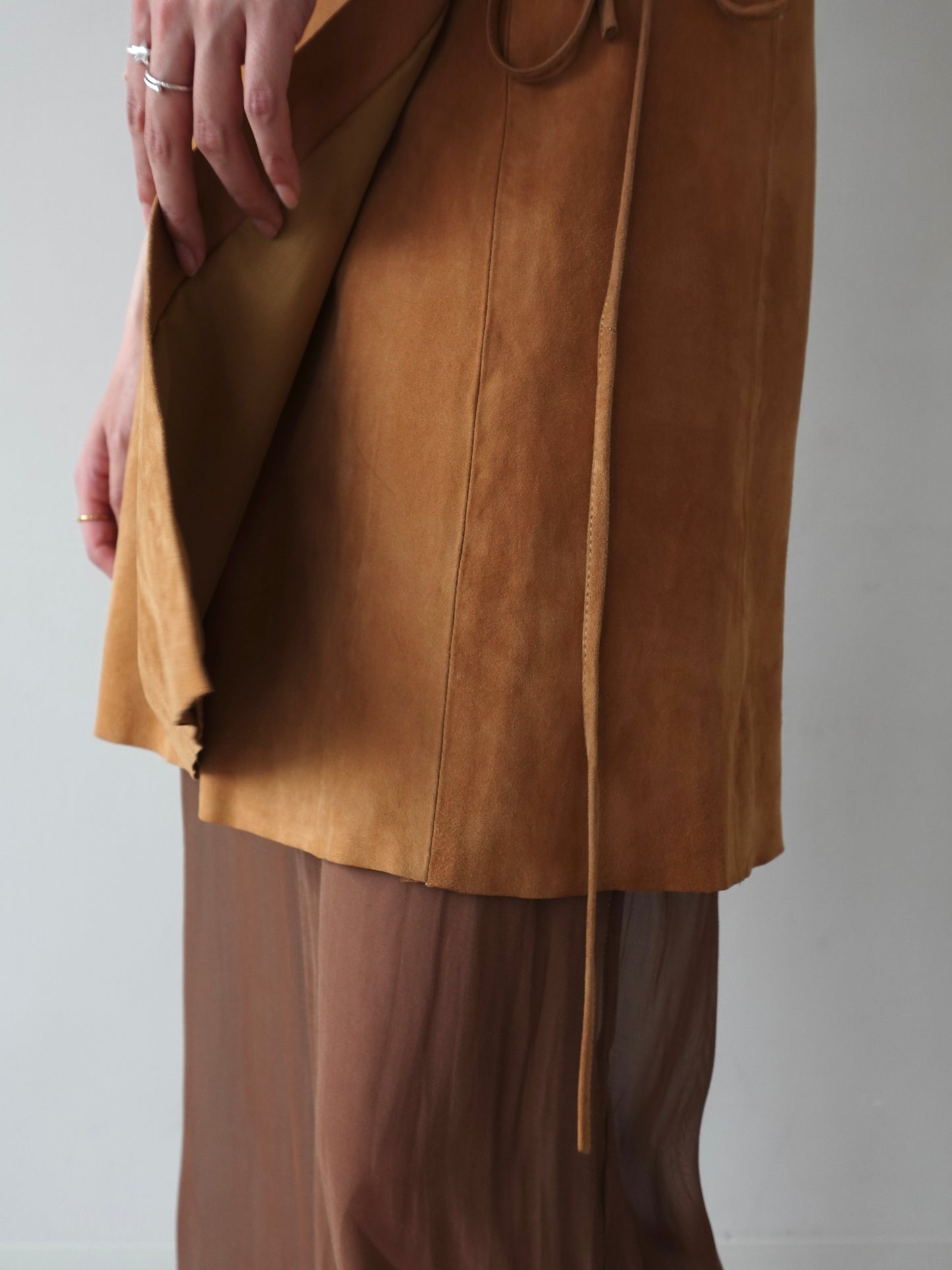 Italy “conbipel” Suede Wrap Skirt