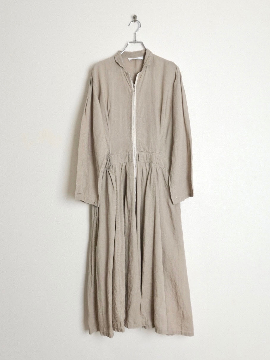 Linen Doublezip Gather Onepiece
