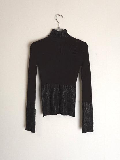 Sequins Highneck Rib Knit