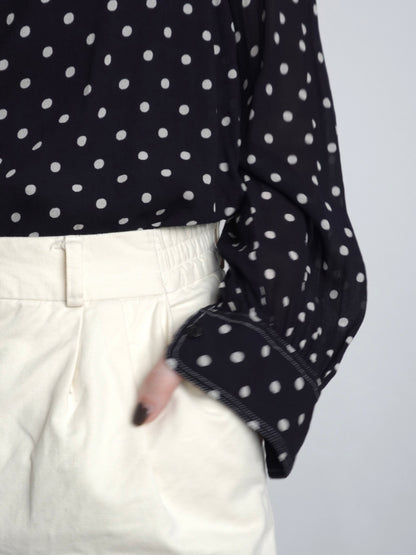 "POLO PALPH LAUREN" Dots Tie Blouse