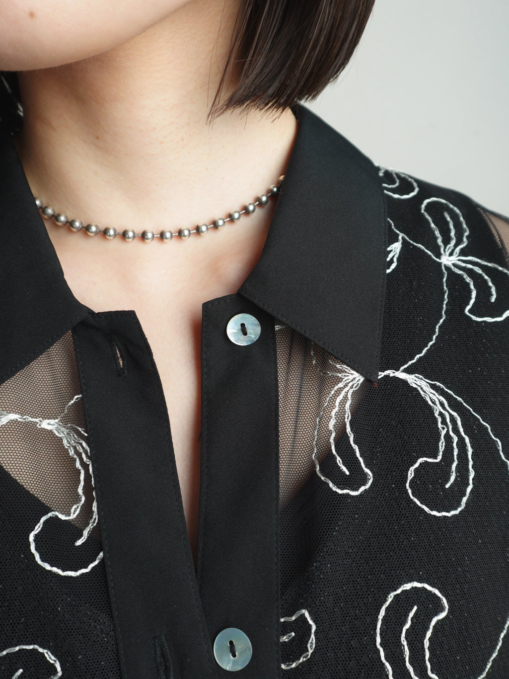 Sheer Embroidery Shirt