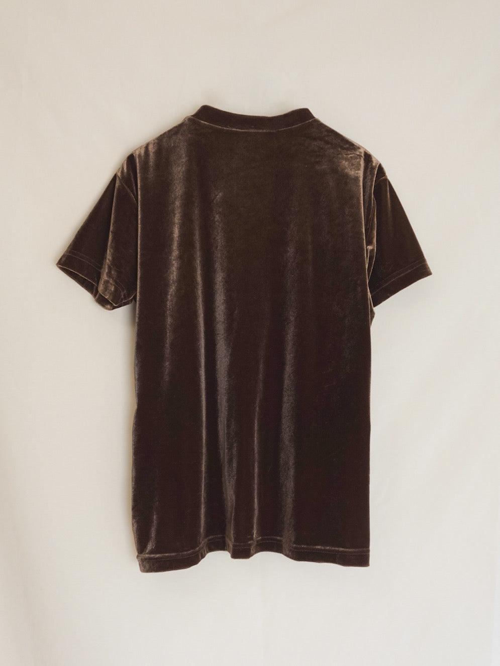Half sleeve Velours Tops - Brown