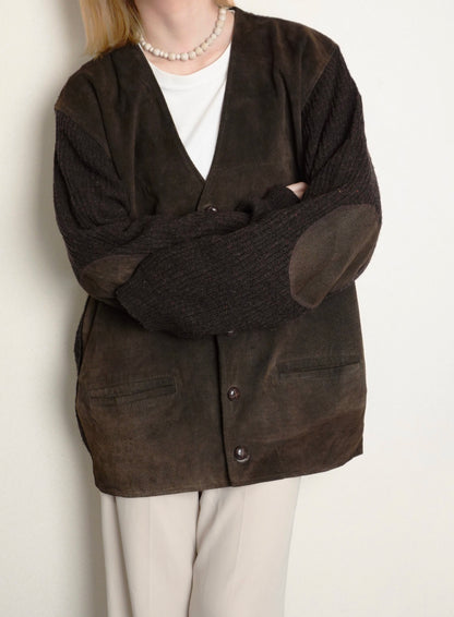 Suede Knit Docking Cardigan