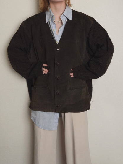 Suede Knit Docking Cardigan