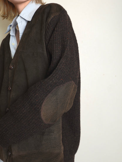 Suede Knit Docking Cardigan