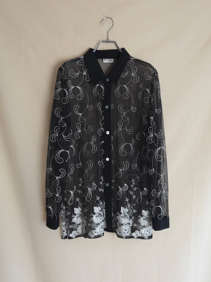 Sheer Embroidery Shirt