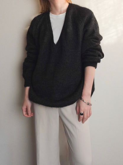 Elbow patch Vneck Knit