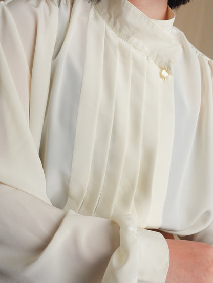 Stand collar Pleats Blouse