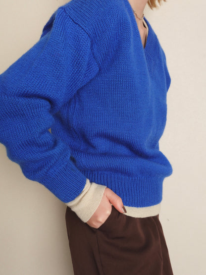 Royal blue Vneck Knit