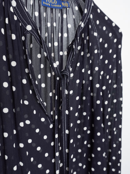 "POLO PALPH LAUREN" Dots Tie Blouse