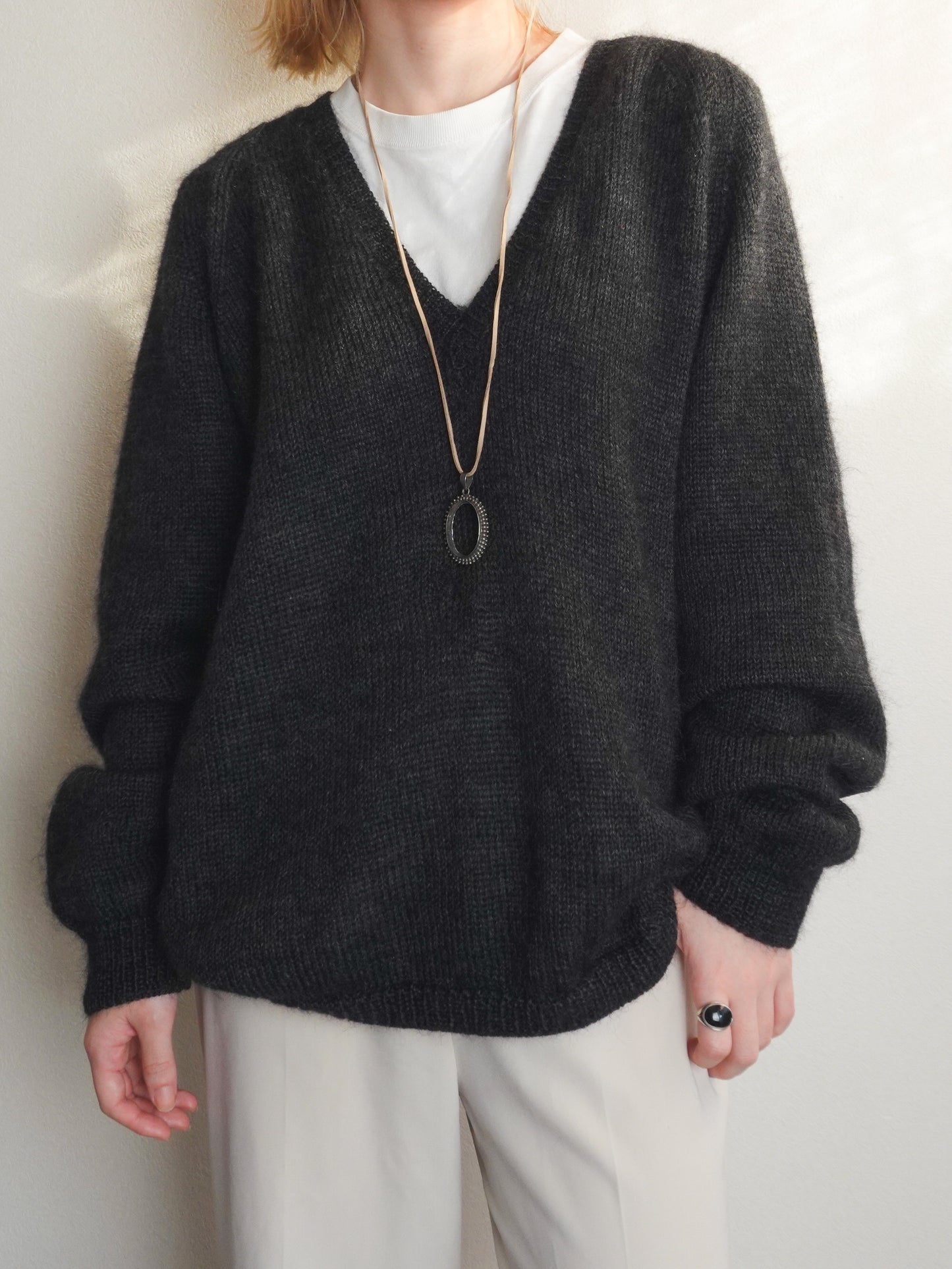 Elbow patch Vneck Knit