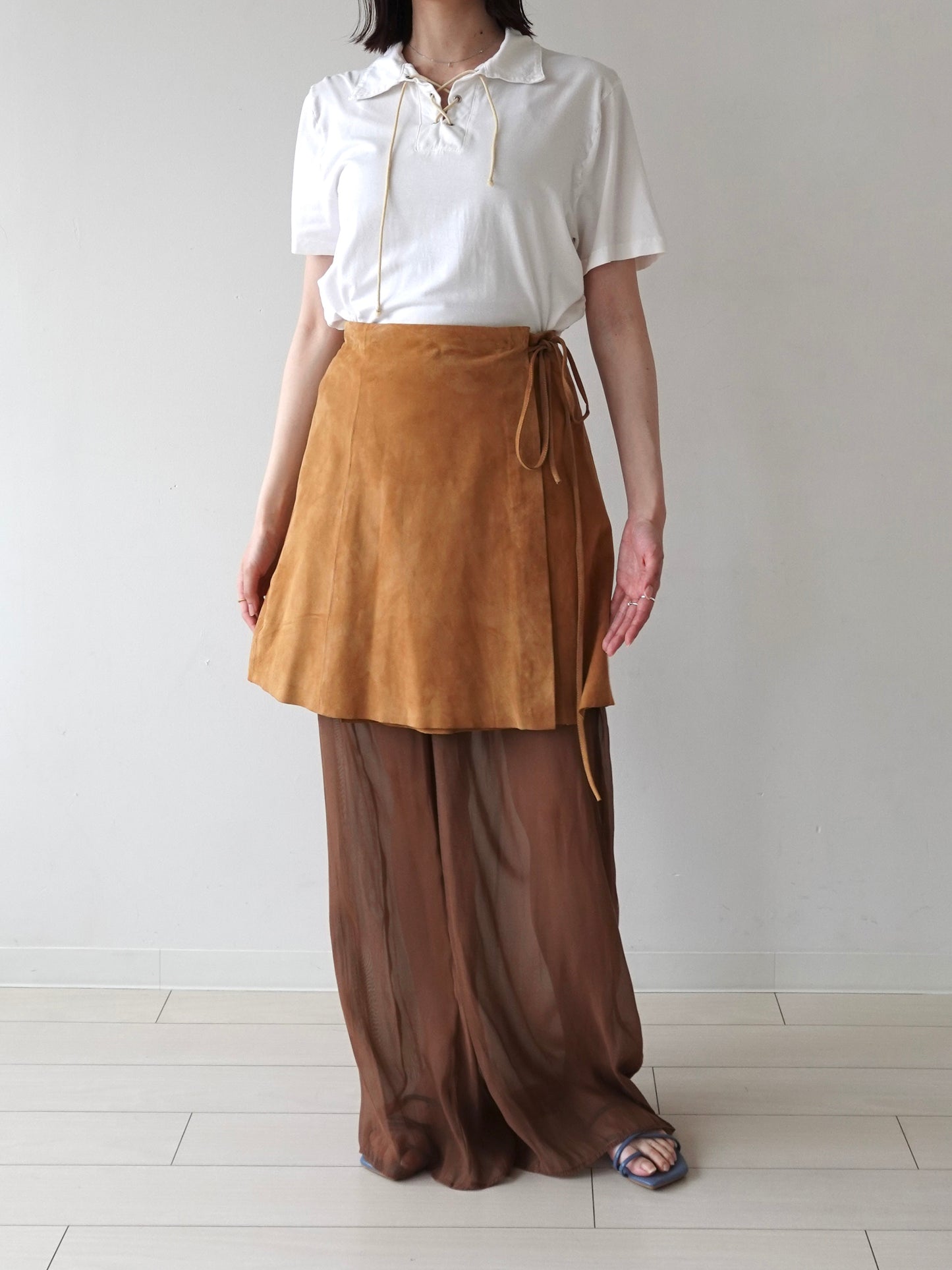 Italy “conbipel” Suede Wrap Skirt