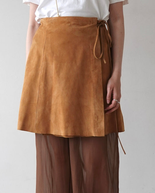 Italy “conbipel” Suede Wrap Skirt