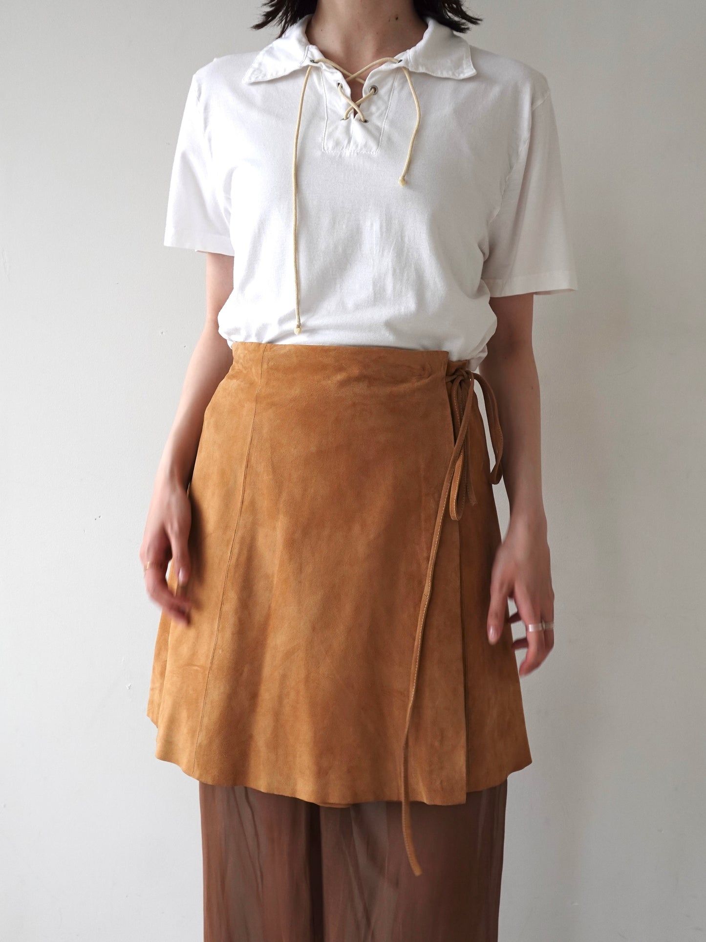 Italy “conbipel” Suede Wrap Skirt