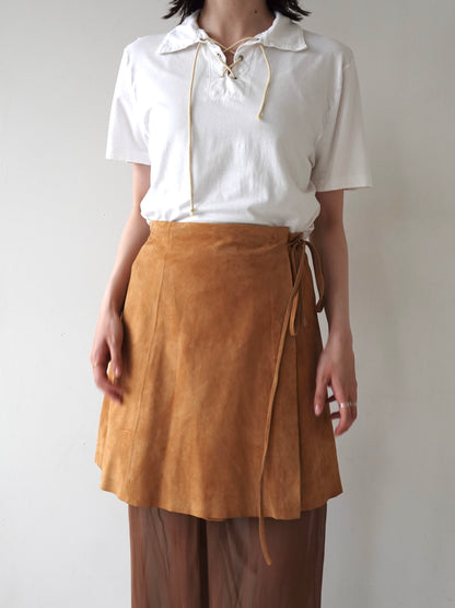 Italy “conbipel” Suede Wrap Skirt