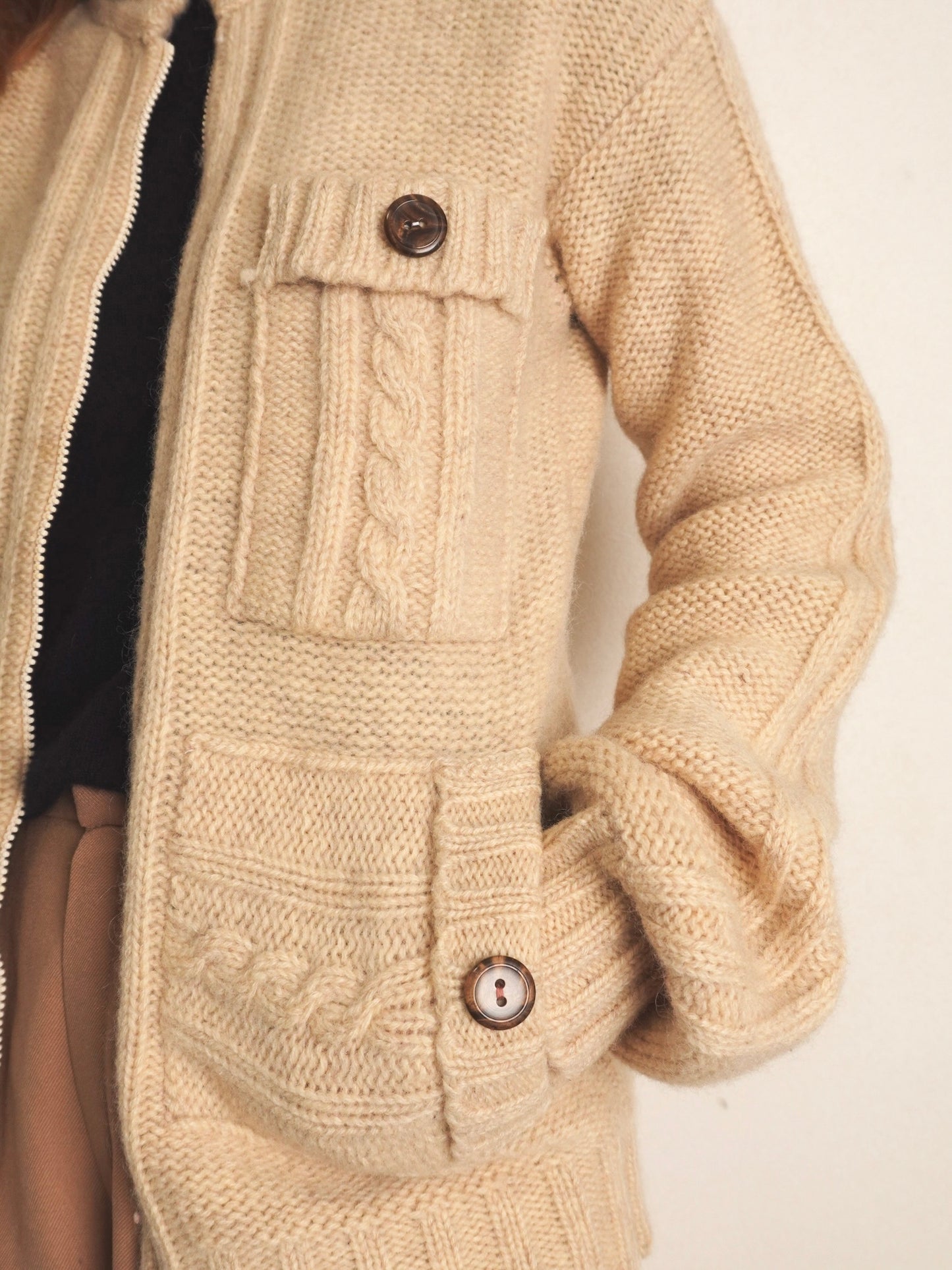 70s~ Cable Full zipup Knit