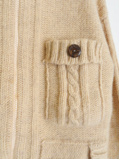 70s~ Cable Full zipup Knit