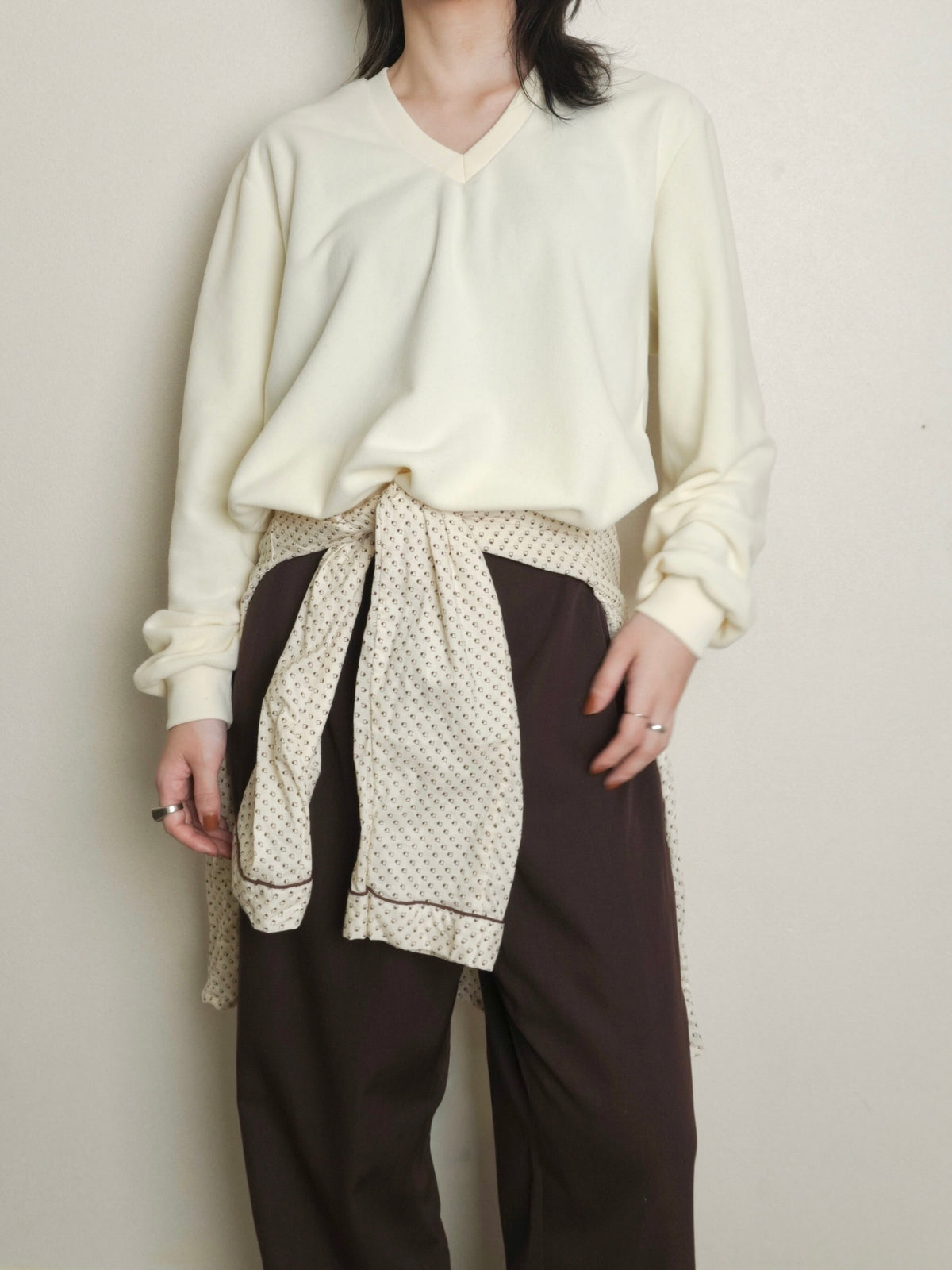 Fleece Vneck Tops
