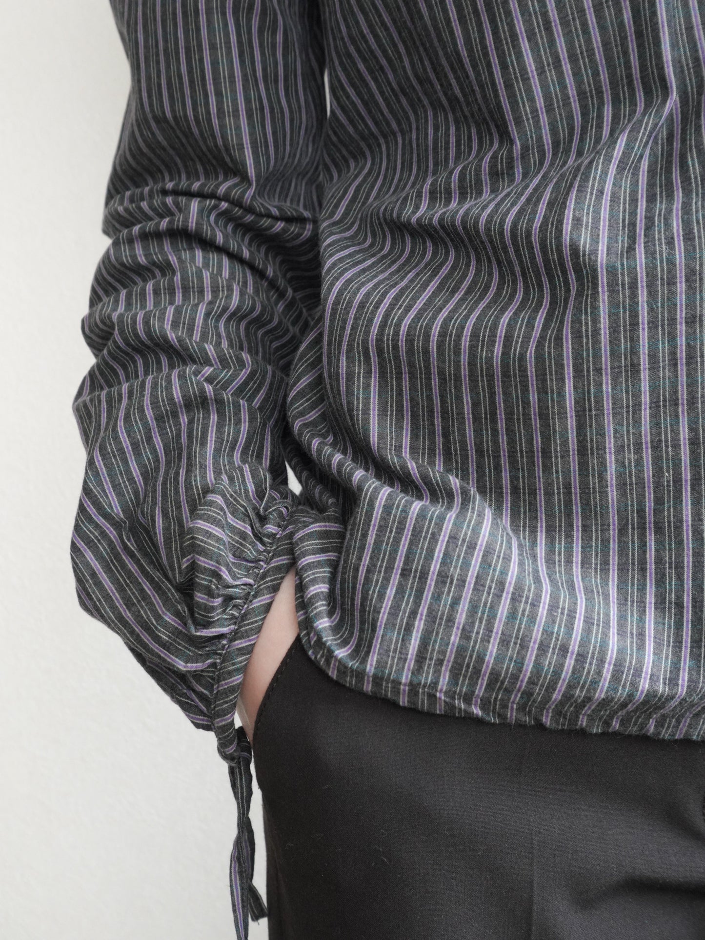 Stripe Stand Collar Blouse