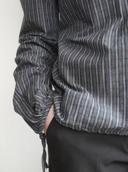 Stripe Stand Collar Blouse
