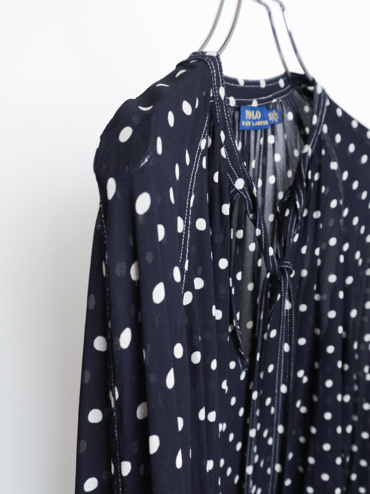 "POLO PALPH LAUREN" Dots Tie Blouse
