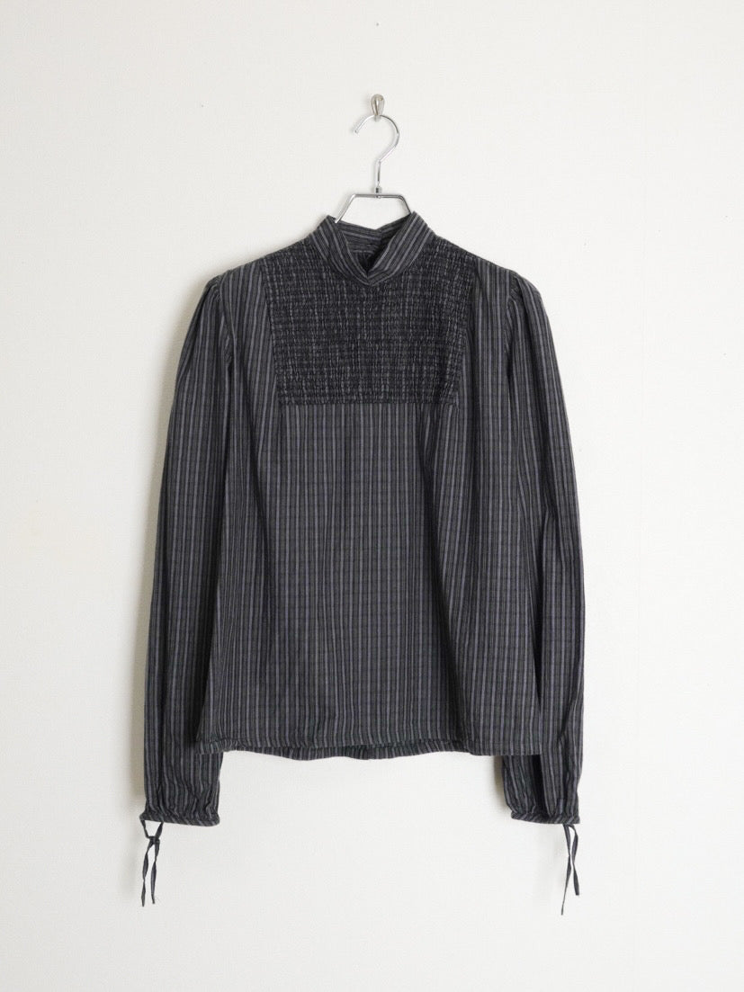 Stripe Stand Collar Blouse