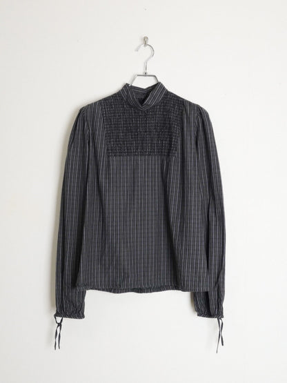 Stripe Stand Collar Blouse