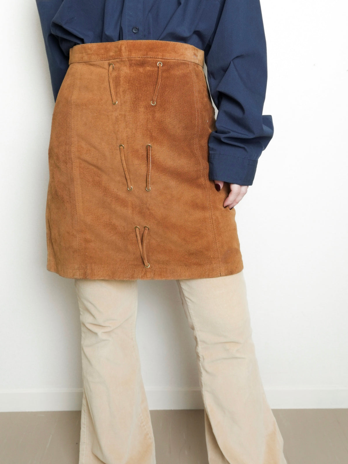 Suede Laceup Skirt