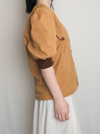 Puff Sleeve V-Neck Tops